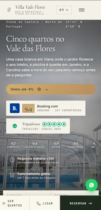 Villa Vale Flores — B&B · Viana do Castelo (Cinco quartos, cinco estados de espírito.)